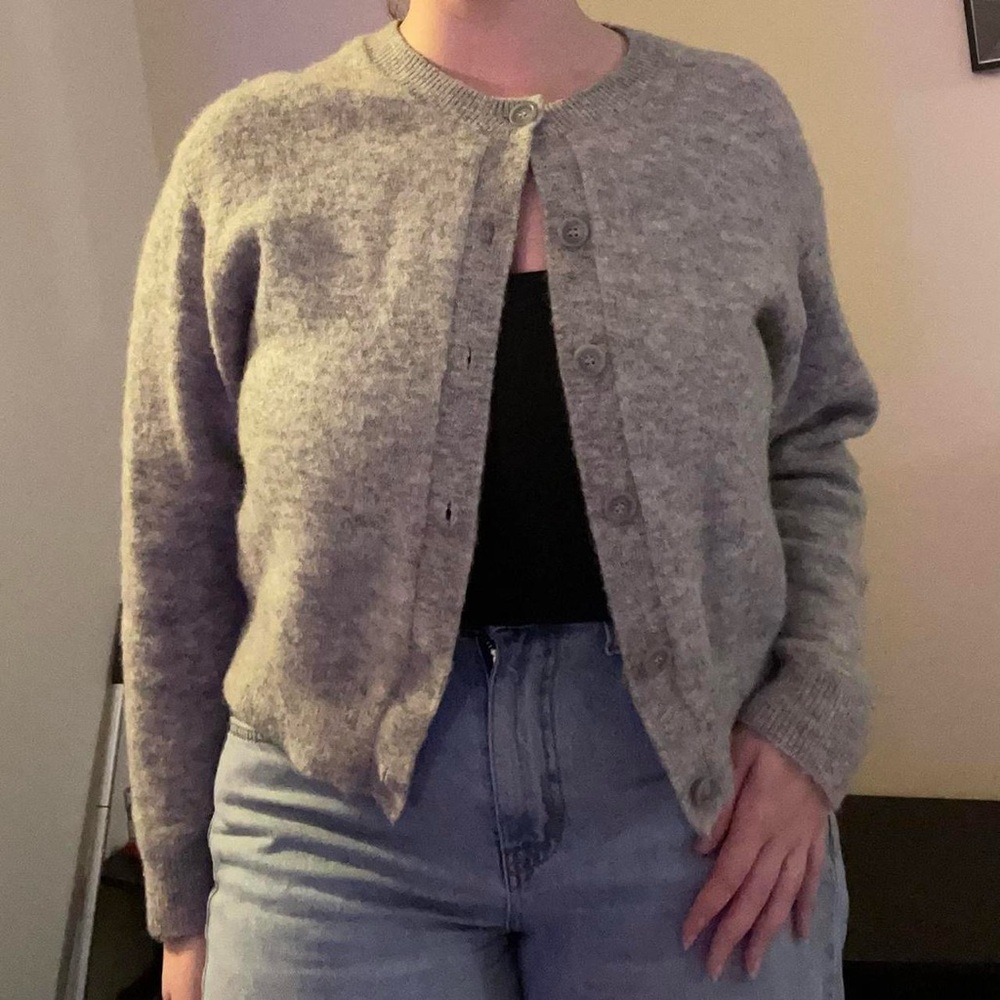 & Other Stories Gray Wool Button Sweater